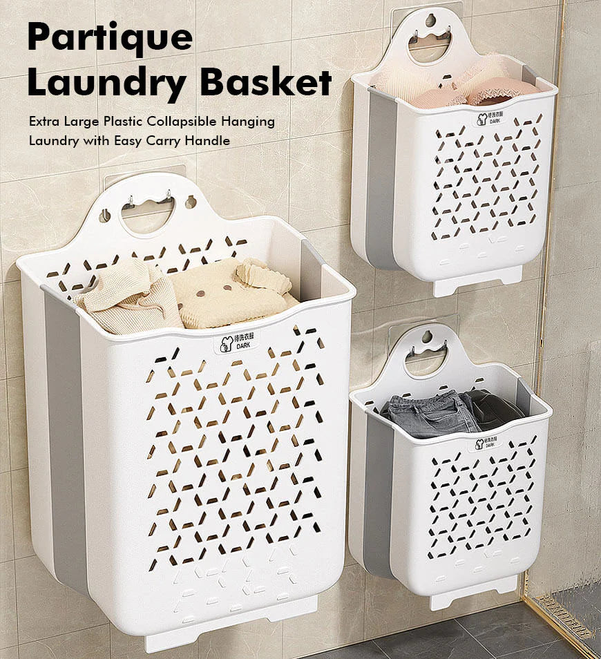 Collapsible Hanging Laundry Basket with Carry Handle