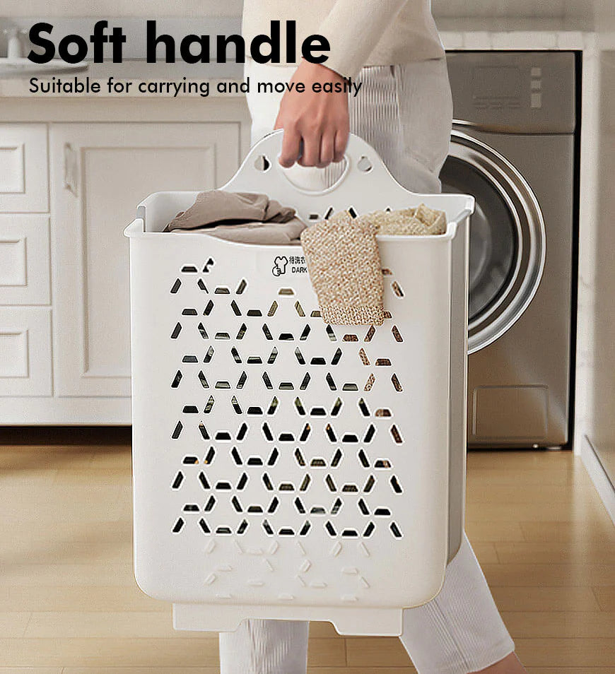 Collapsible Hanging Laundry Basket with Carry Handle