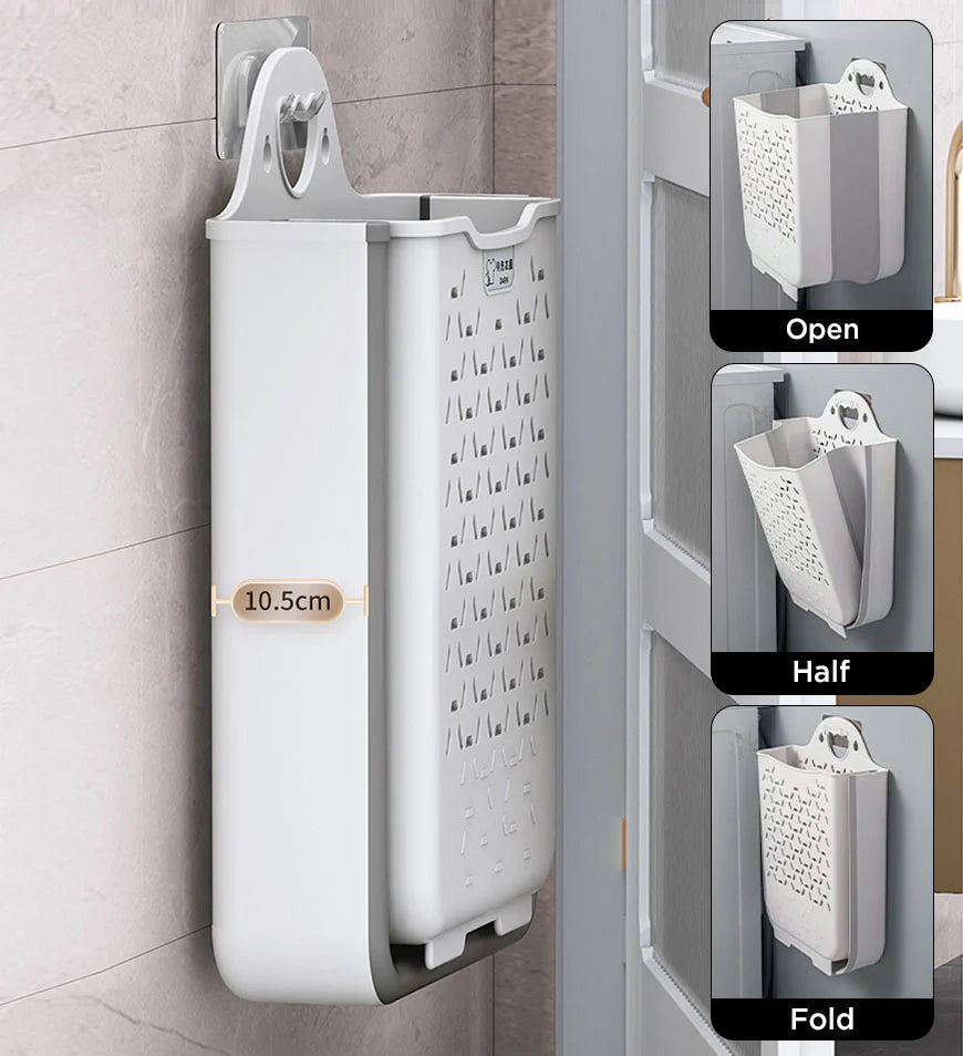 Collapsible Hanging Laundry Basket with Carry Handle
