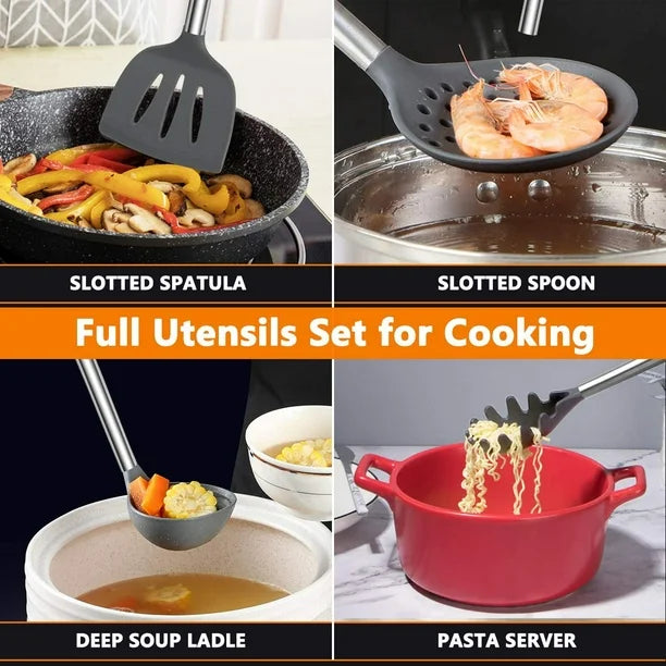 19Pcs Kitchen Utensils With Knife Set ( White color )