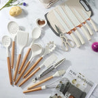 19Pcs Kitchen Utensils With Knife Set ( White color )