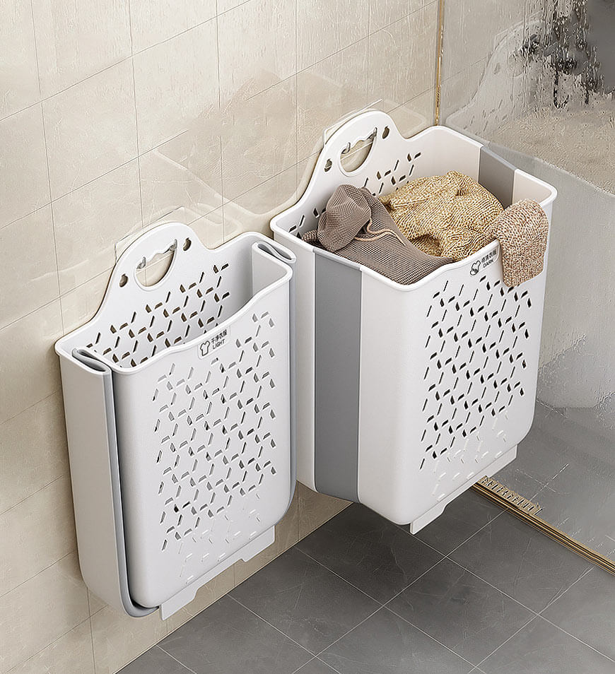 Collapsible Hanging Laundry Basket with Carry Handle