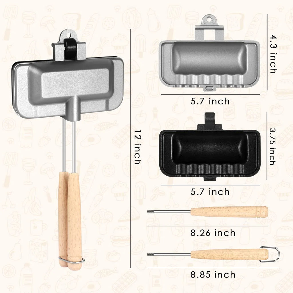 Removable Sandwich Baking Tray Kitchen Double Sided Skillet Toast Bread Baking Pan