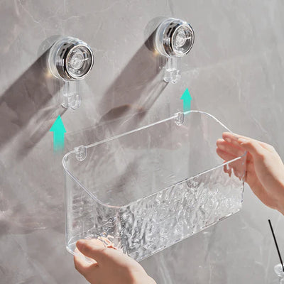 No-Drill Clear Wall Caddy: Suction Cup Storage Innovation