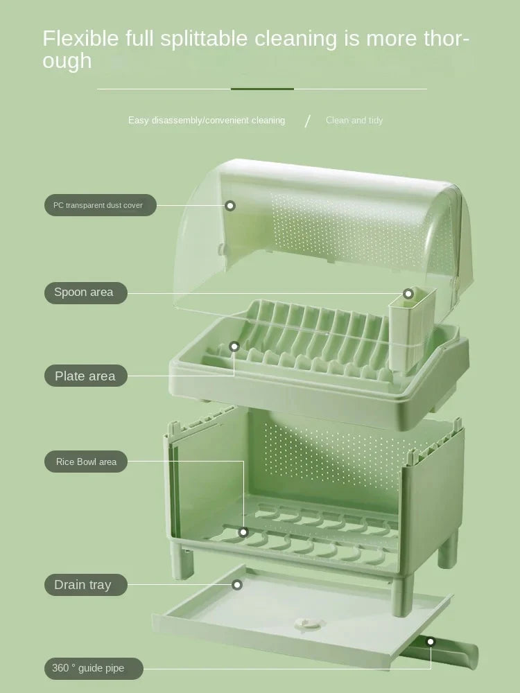 Tableware Storage Box Put Dishes Rack With Lid Drain
