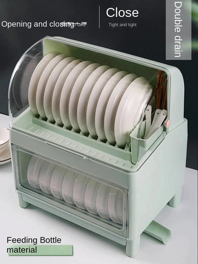 Tableware Storage Box Put Dishes Rack With Lid Drain