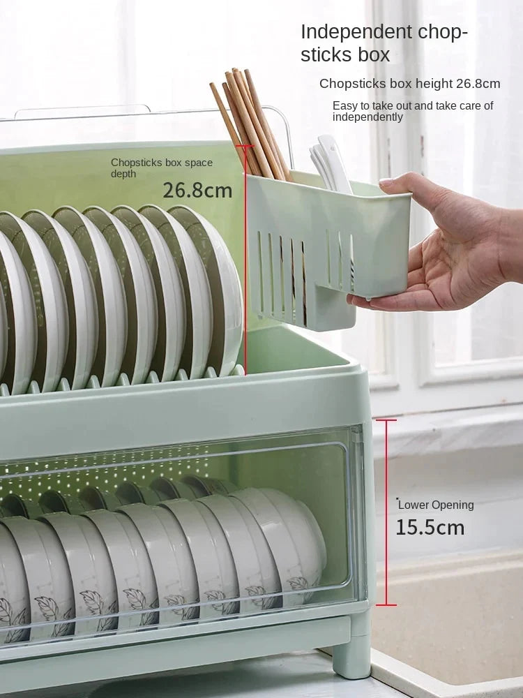 Tableware Storage Box Put Dishes Rack With Lid Drain
