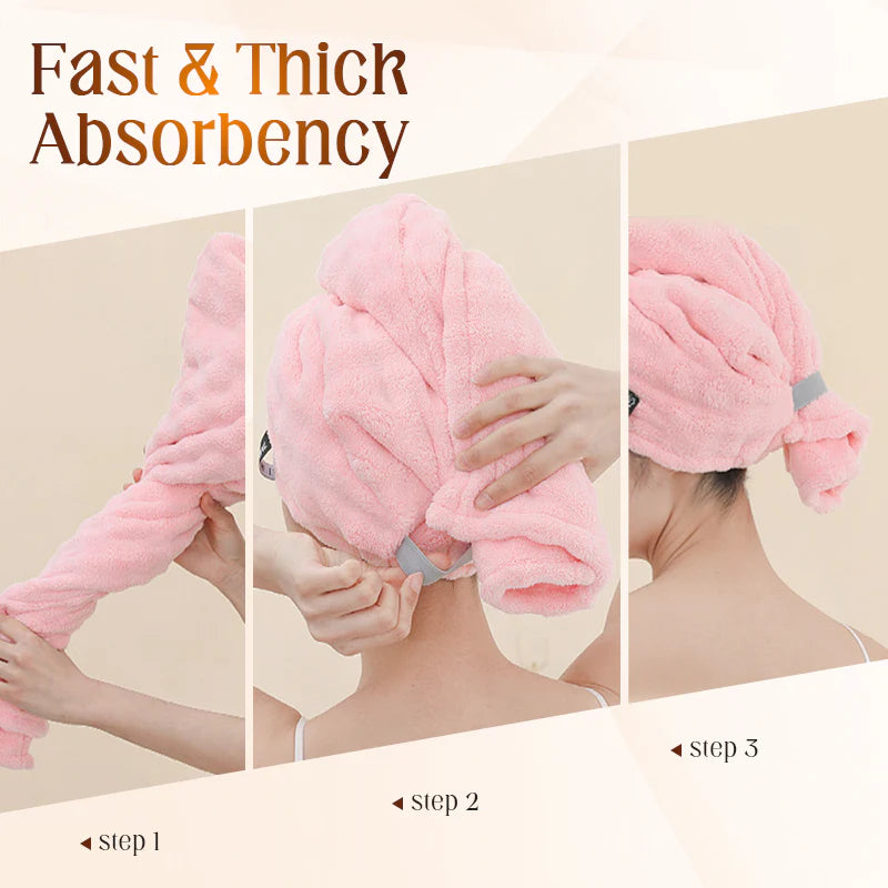 Large Hair Towel with Secure Band For Women (PINK)