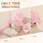 Large Hair Towel with Secure Band For Women (PINK)