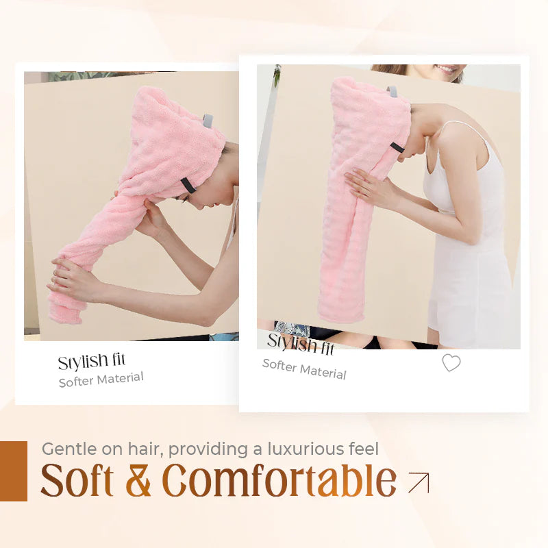 Large Hair Towel with Secure Band For Women (PINK)