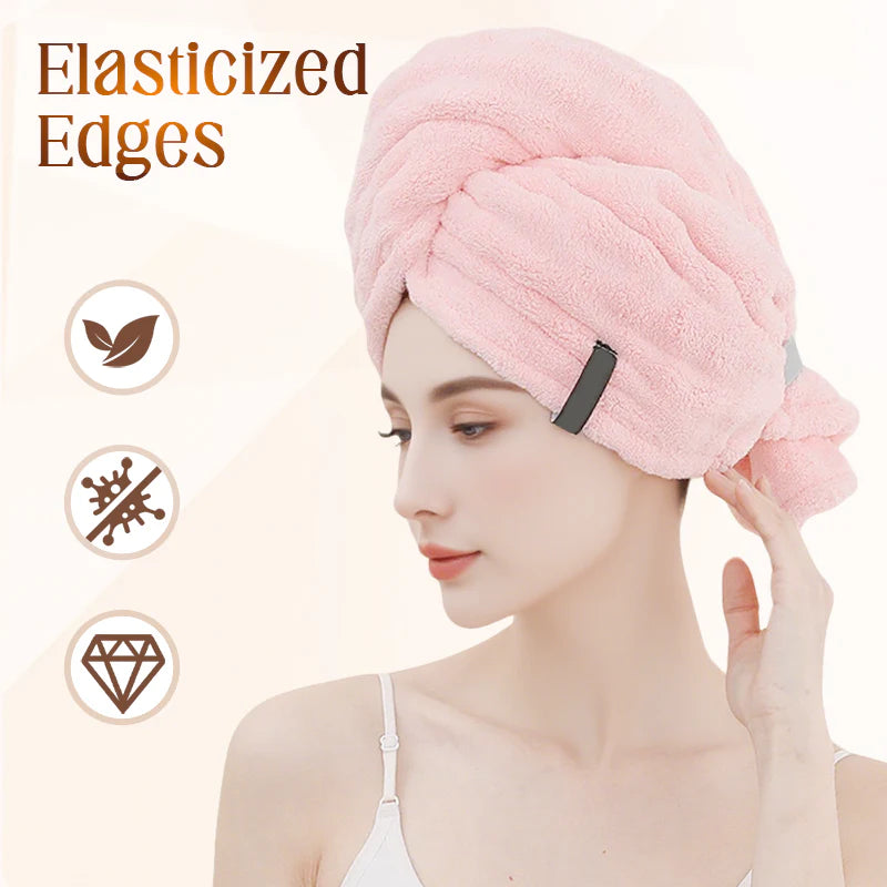 Large Hair Towel with Secure Band For Women (PINK)