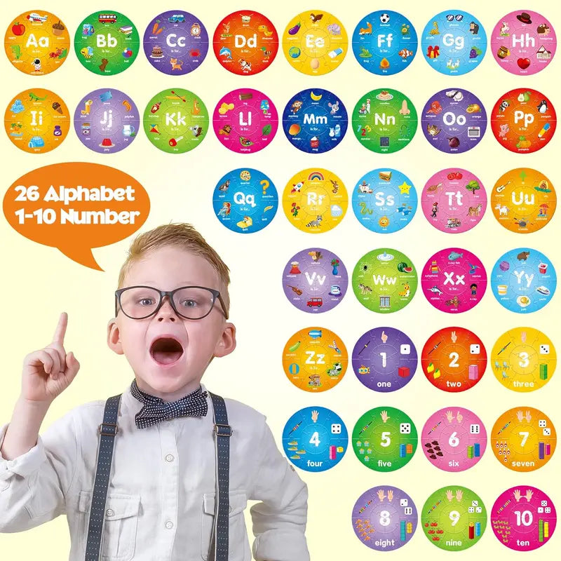 Wooden Number and Alphabet Puzzles for kids