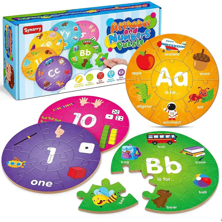 Wooden Number and Alphabet Puzzles for kids